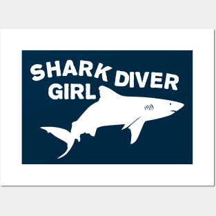 Shark diver girl Posters and Art